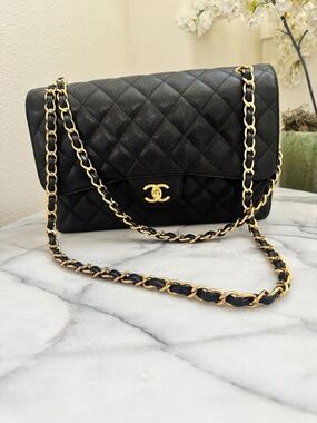 Chanel Double Flap Bag Jumbo Black Caviar GHW